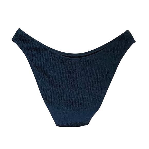 J. Crew High Leg Textured Bikini Swim Bottom Navy Blue Size Large NEW - Picture 2 of 8